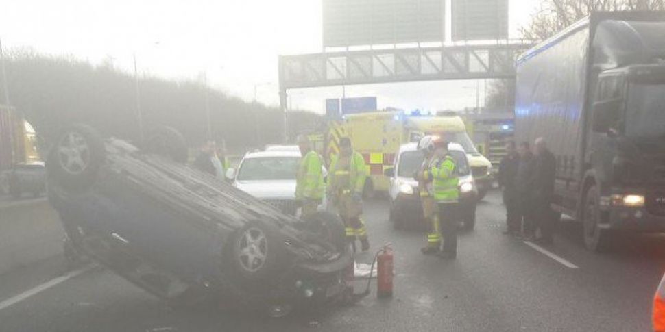 Car On Its Roof After M50 Coll...