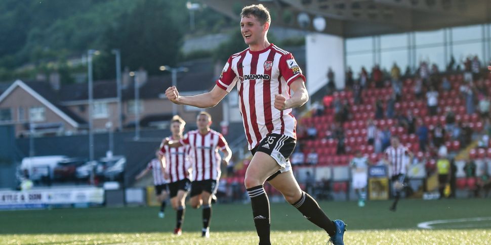 Derry defender Ronan Boyce get...