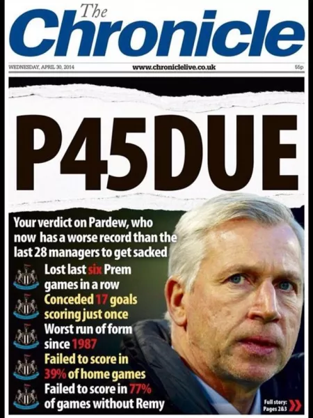 Front page: The Chronicle have joined calls for Pardew to be sacked