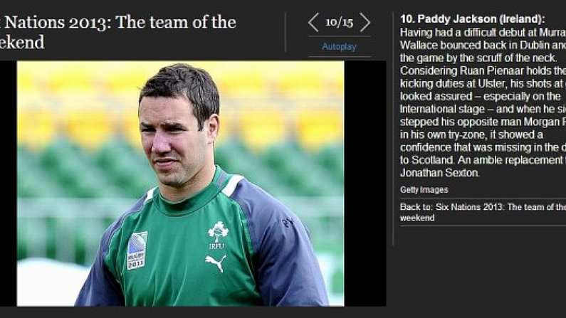 Paddy Wallace Made The London Independent's Six Nations Team Of The Week.