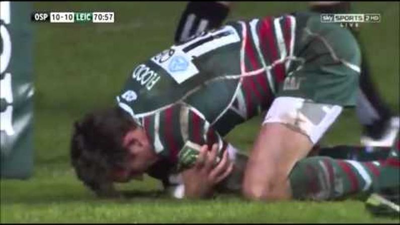 Toby Flood Smashes Into Goal Posts