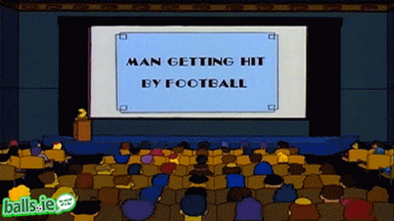 The Inevitable Simpsons And Wayne Barnes Getting Hit By Rugby Ball Mashup GIF.