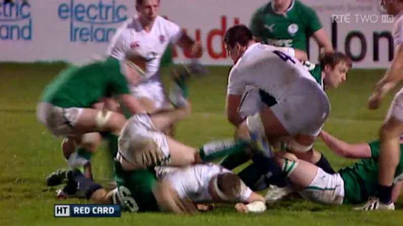 English Player Sent Off For Ridiculously Dangerous Spear Tackle Against Ireland U20's (GIF).