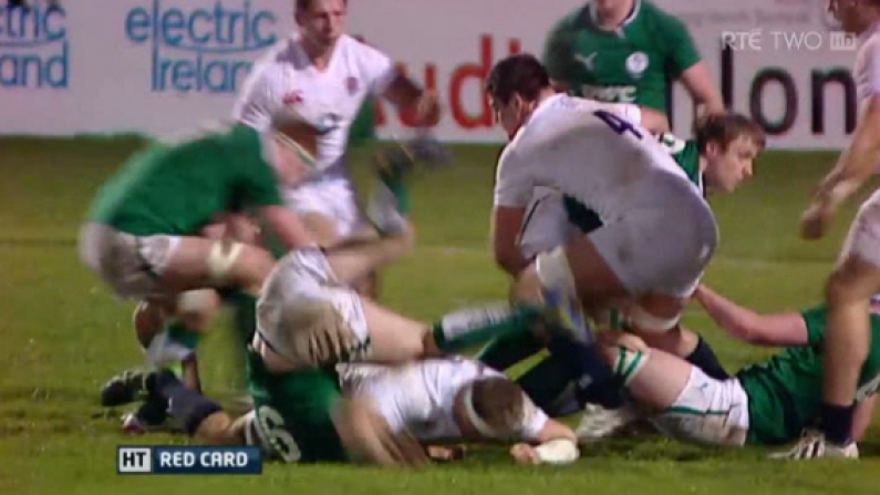 English Player Sent Off For Ridiculously Dangerous Spear Tackle Against Ireland U20's (GIF).