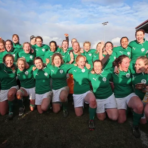 The Ireland team celebrate after the game 23/2/2013