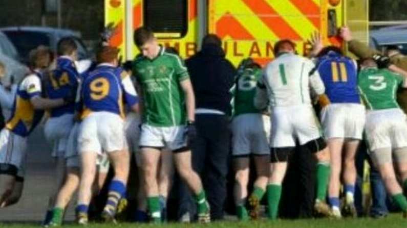 Meath GAA Players Pushing An Ambulance Carrying An Injured Player