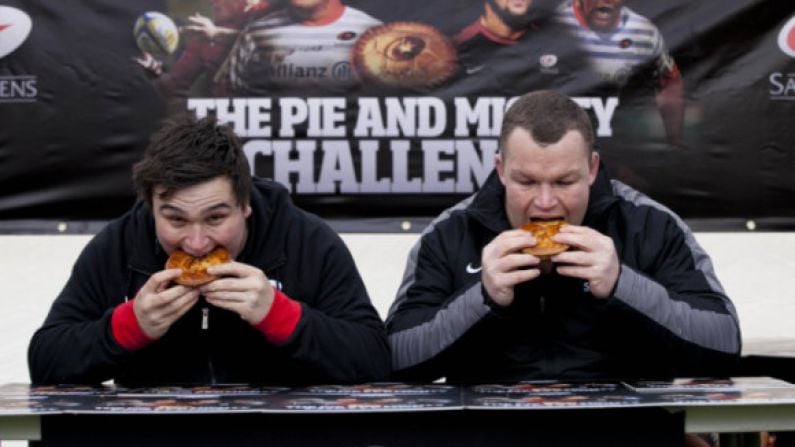 Matt Stevens Sets A Fast Pace At A Saracens Pie Eating Contest