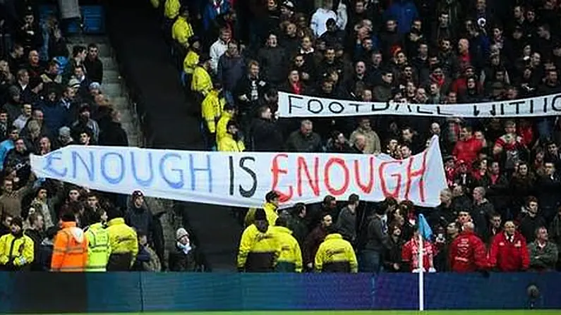 The '£nough Is £nough' Banner At The Etihad Today