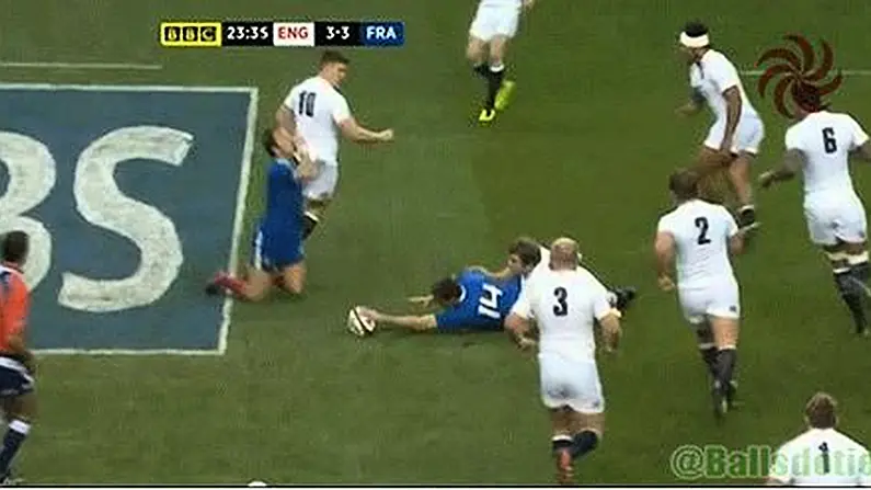 Morgan Parra Goes Down Theatrically Against England (GIF).