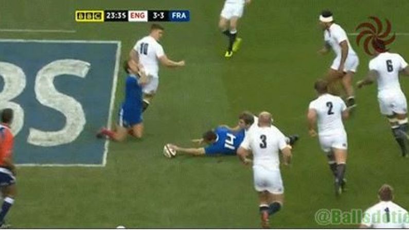 Morgan Parra Goes Down Theatrically Against England (GIF).