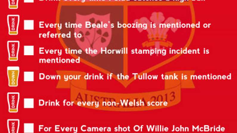 The Balls.ie Final Lions Test Drinking Game