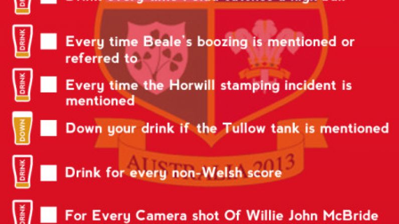 The Balls.ie Final Lions Test Drinking Game
