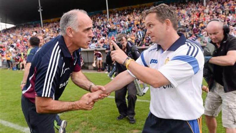 Picture: Davy Fitz's And Anthony Cunningham's Post Match Handshake Didn't Look Friendly.