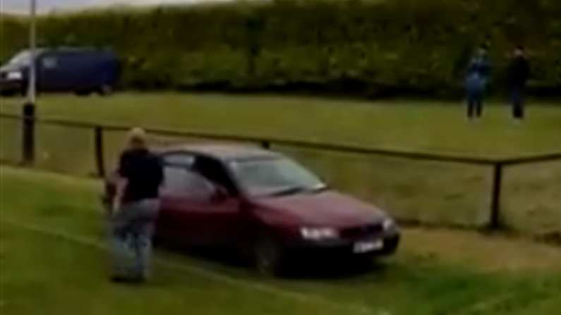 Groundsman Uses His Car To Collect Sideline Flags In Offaly