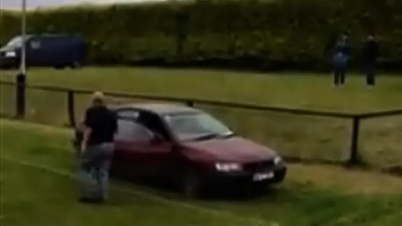 Groundsman Uses His Car To Collect Sideline Flags In Offaly