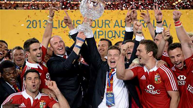 Picture - Paul O'Connell And Brian O'Driscoll Lift The Trophy Together