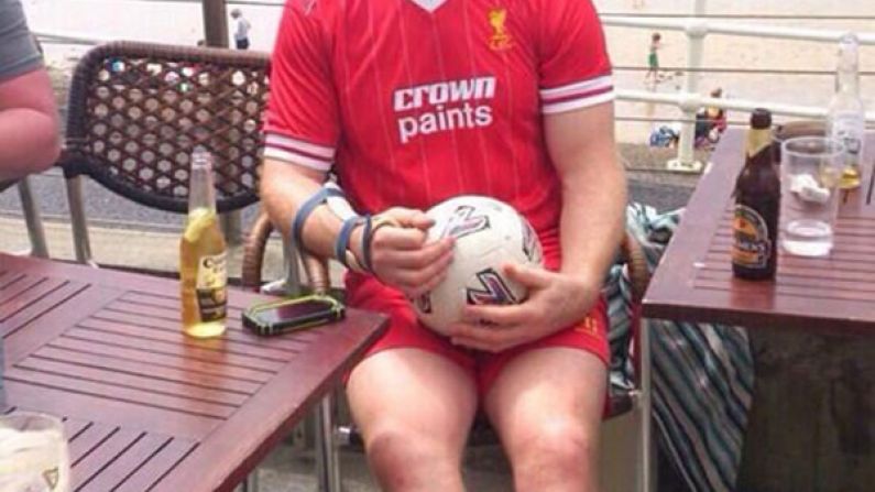Paul O'Connell Has Been Made To Wear A Liverpool Kit On His Stag
