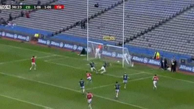 GIF: Tyrone Strike Early In The 2nd Half Through Mark Donnelly