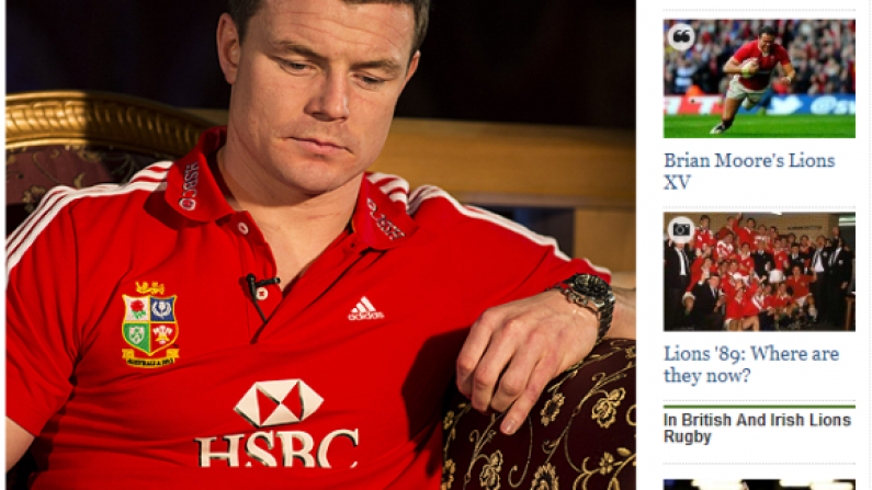 Brian O'Driscoll Looking Sullenly Into His Laptop On The Daily Telegraph Website