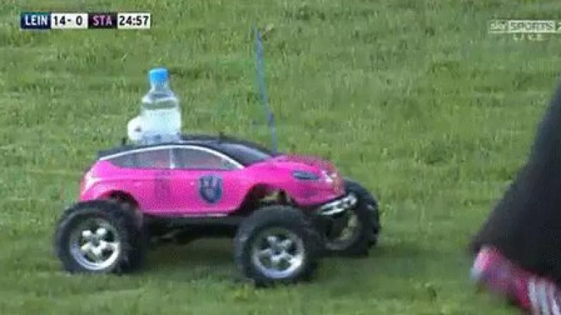 GIF: Pink Remote Controlled Car Delivers Kicking Tee To Stade Francais Player