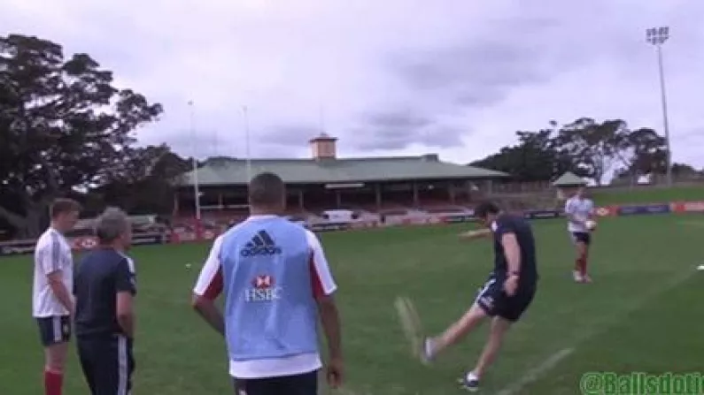 GIF: Lions Coach Andy Farrell Nails Massive Drop Goal In Training