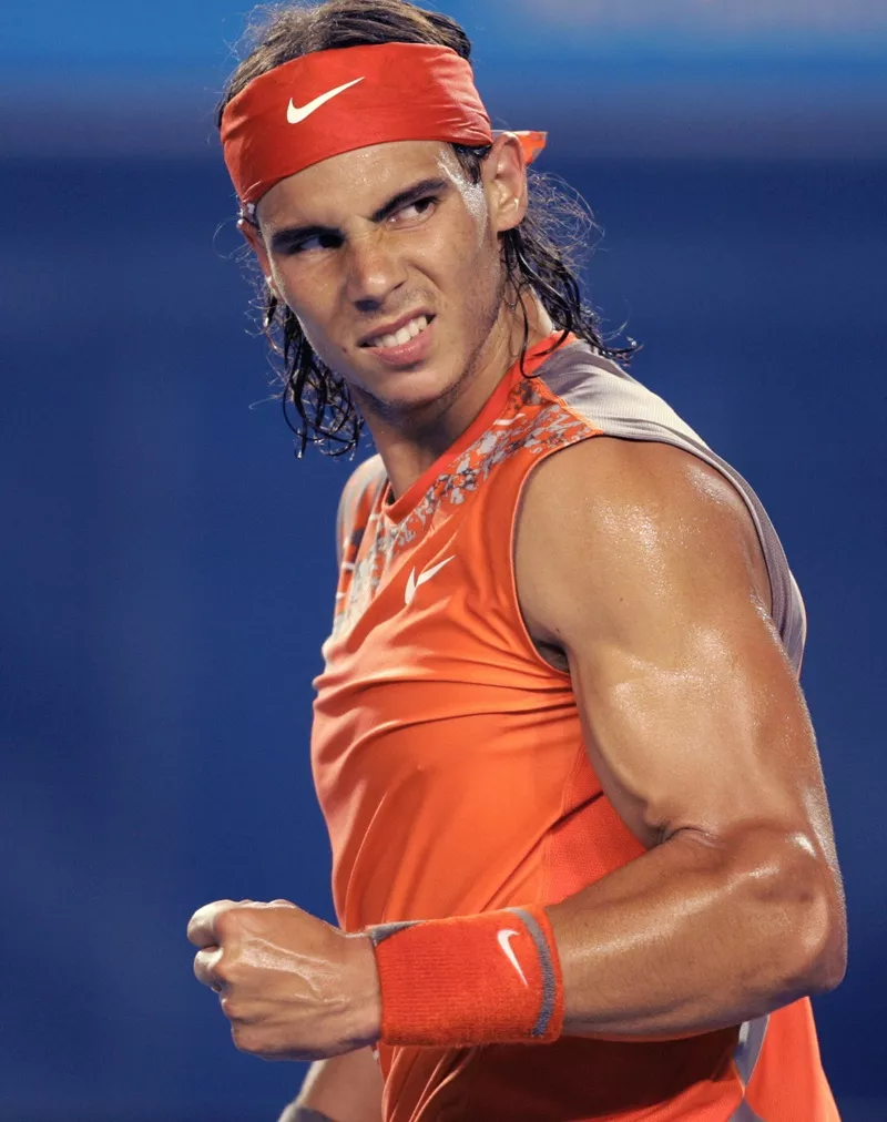Spanish tennis player Rafael Nadal gestu