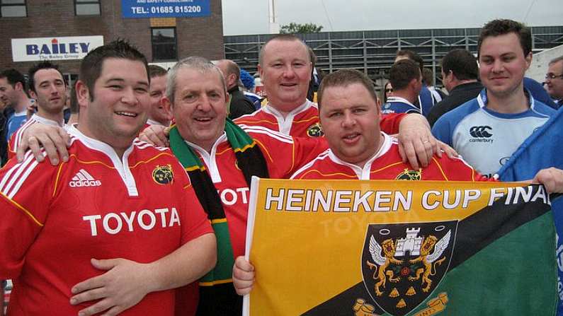 Here's A Photo Of Munster Fans With Northampton Scarves