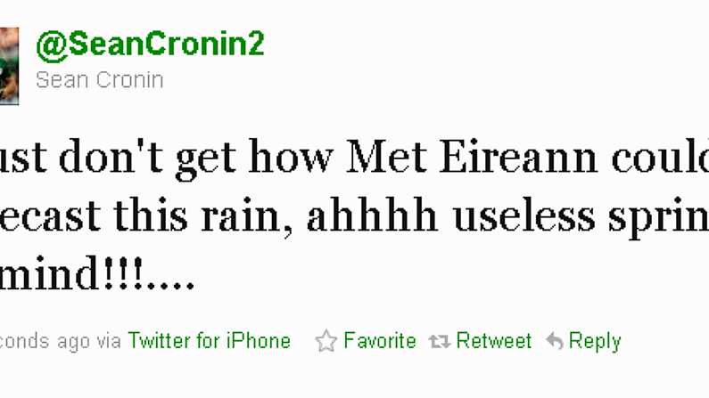 Sean Cronin Hits Out At Met Eireann Over Floods