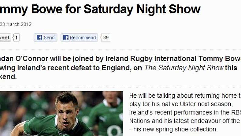 Easily The Worst Decision Tommy Bowe Has Ever Made