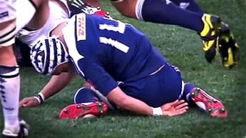 Rugby Player Nearly Decapitated By Teammate