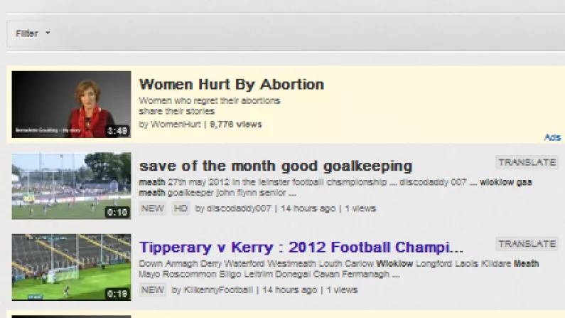 Only In Ireland: Searching Youtube Highlights Of The Meath-Wicklow Match Serves Up Anti-Abortion Videos