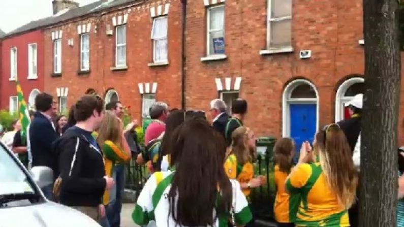 Video: Pat Spillane walks past Donegal supporters on Clonliffe Road.