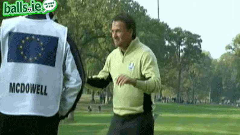 GIF: Graeme McDowell bows to the brilliance of Rory McIlroy.