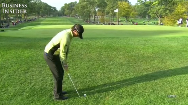 GIF: Rory McIlroy's brilliant chip in on the 4th hole.