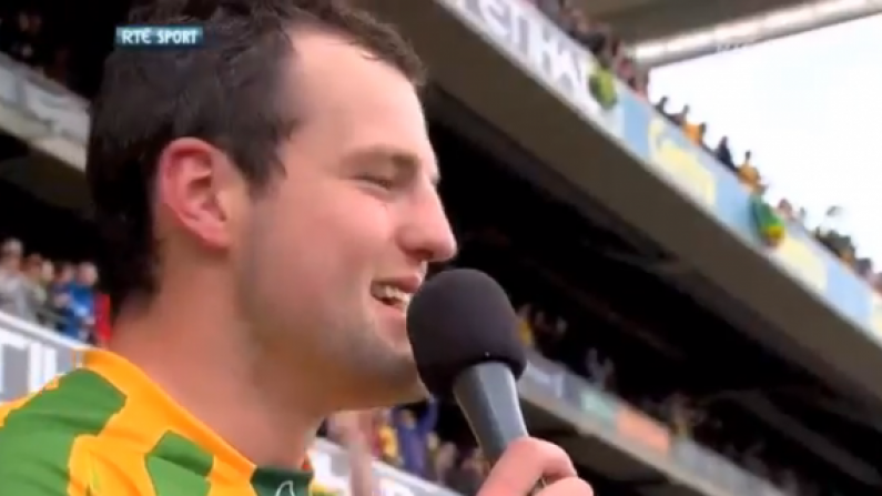 Michael Murphy sings 'Jimmy's Winning Matches' to end his captain's speech.