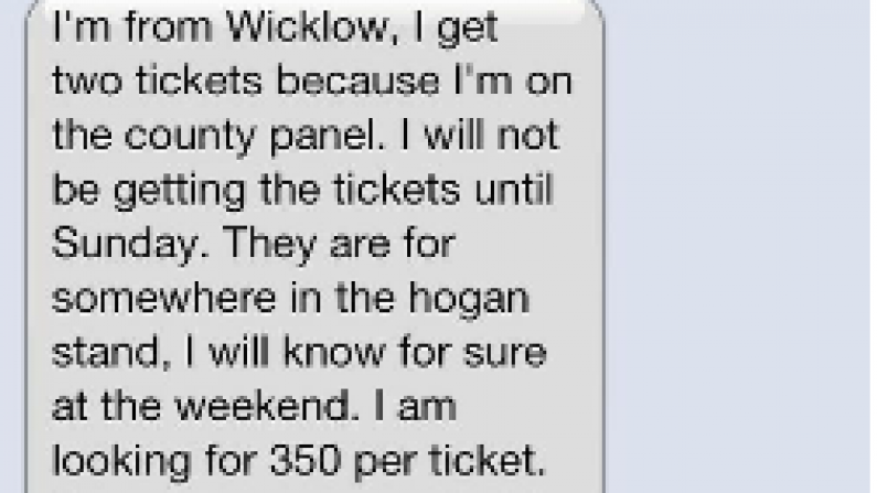 Here's A Text That Wants To Rob You For All Ireland Final Tickets.