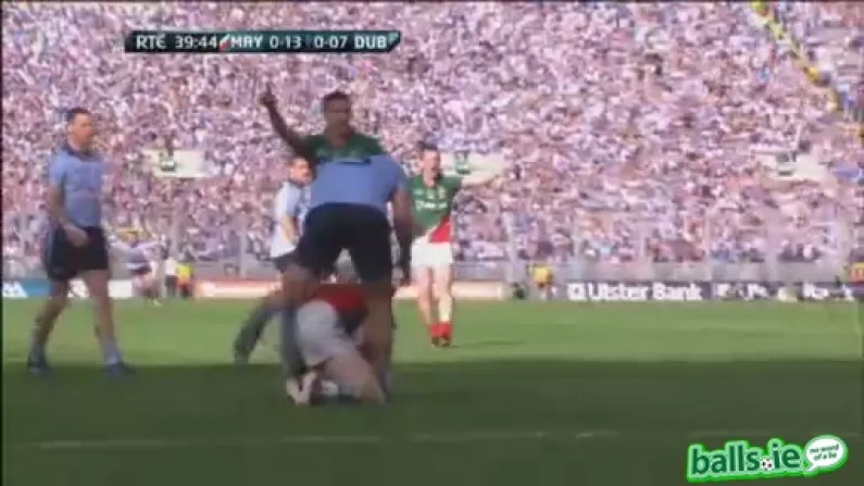 GIF: Rory O'Carroll encourages Enda Varley to get to his feet.