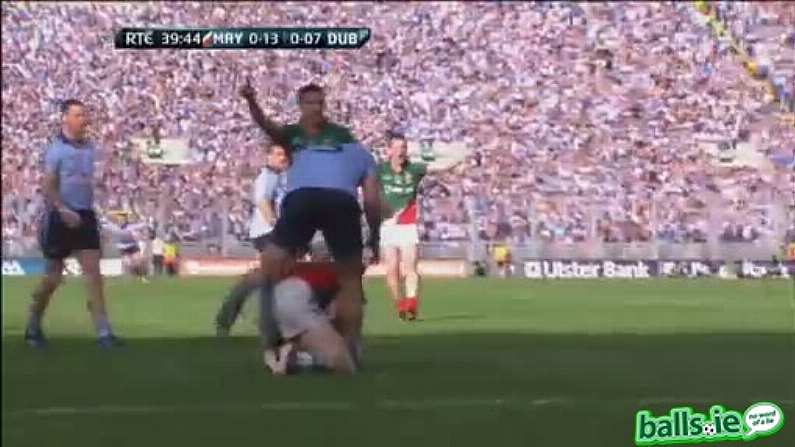 GIF: Rory O'Carroll encourages Enda Varley to get to his feet.