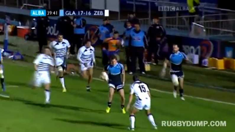 Rugby player tears hamstring, still sets up try.