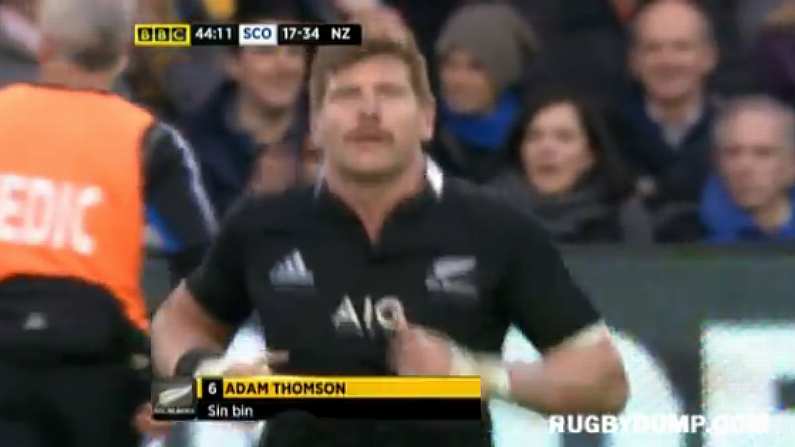 All Blacks' Adam Thompson got a bit reckless with the boot against Scotland