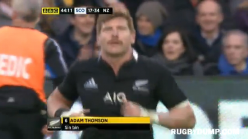 All Blacks' Adam Thompson got a bit reckless with the boot against Scotland