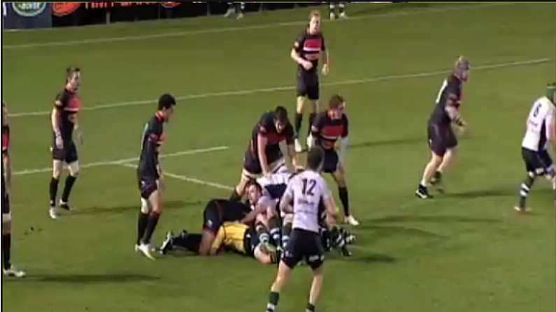 Referee gets trapped at the bottom of a ruck