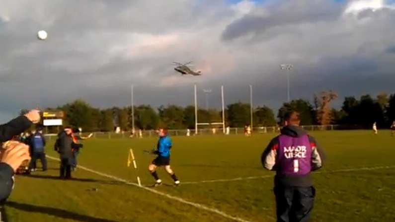 Amazing. Chopper Lands During Ballinasloe V Oran Game.