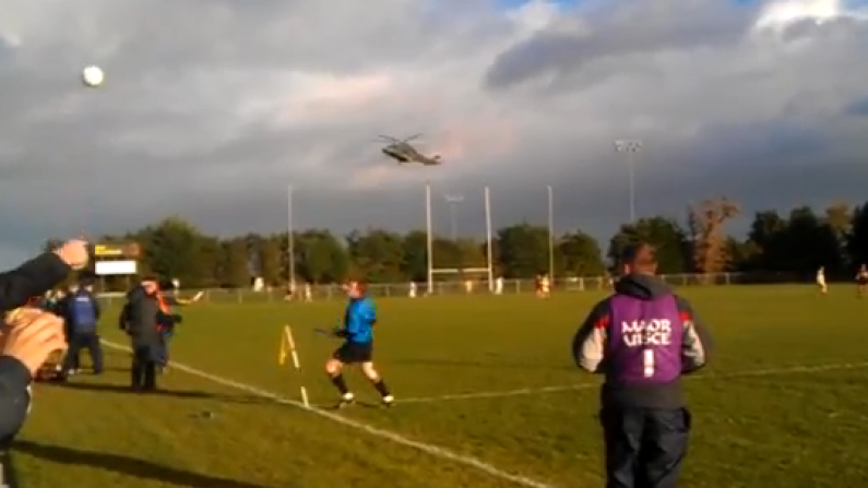 Amazing. Chopper Lands During Ballinasloe V Oran Game.