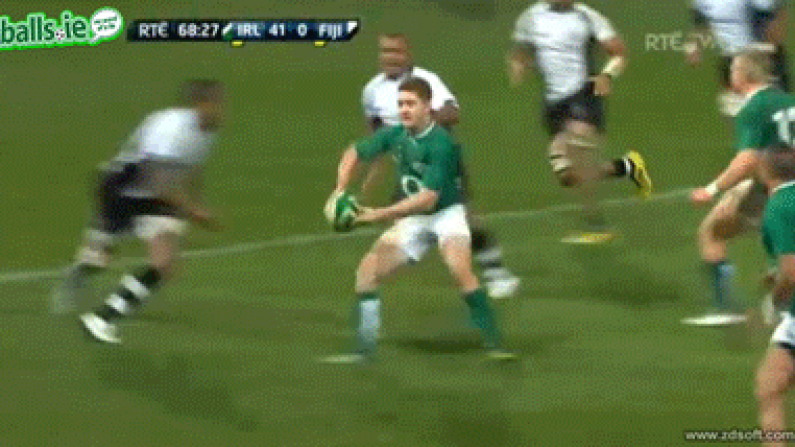 GIF: Paddy Jackson gets absolutely flattened against Fiji.