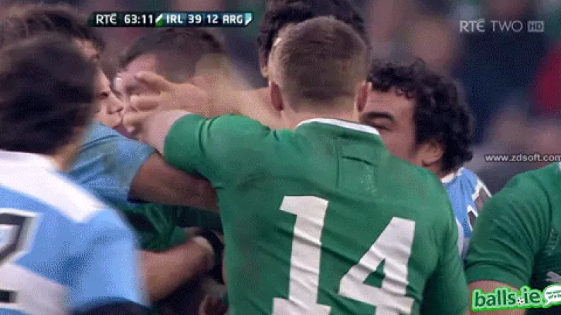 GIF Of Peter O'Mahony Having His Eye Gouged By An Argentinian Player.