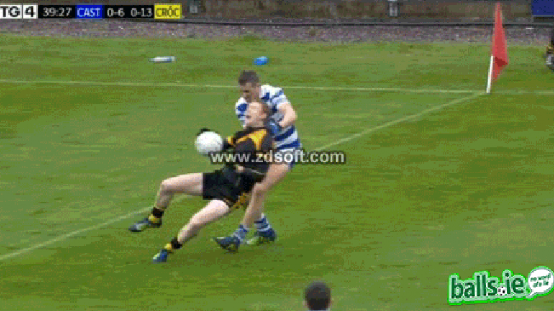 GIF: Castlehaven Player Gets The Line After Unsubtle Challenge On Colm Cooper.