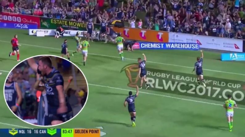 Watch: Wild Finish To NRL Game Sees One Of The Most Freakish Tries Ever Scored