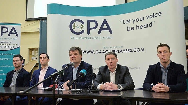 9 January 2017; CPA members from left, Niall Corcoran, Aaron Kernan, CPA Executive member and Grassroots Coordinator, Declan Brennan, Secretary CPA, left, Micheal Briody Chairman CPA, and Kevin Nolan, CPA Executive Member and Player Welfare Coordinator, at the official launch of the Club Players Association at Ballyboden St Endas GAA in Firhouse Rd, Ballyroan, Dublin. The CPA are calling for all GAA Club members to register at www.gaaclubplayers.com to help Fix The Fixtures Photo by Piaras O Midheach/Sportsfile