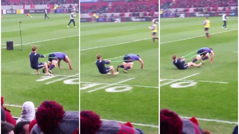 Watch: Superhuman CJ Stander Pulls Jerry Flannery Along On His Arse During Munster Warm-Up